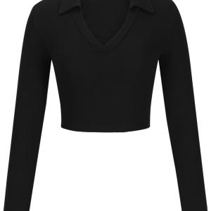 Collard v neck crop top